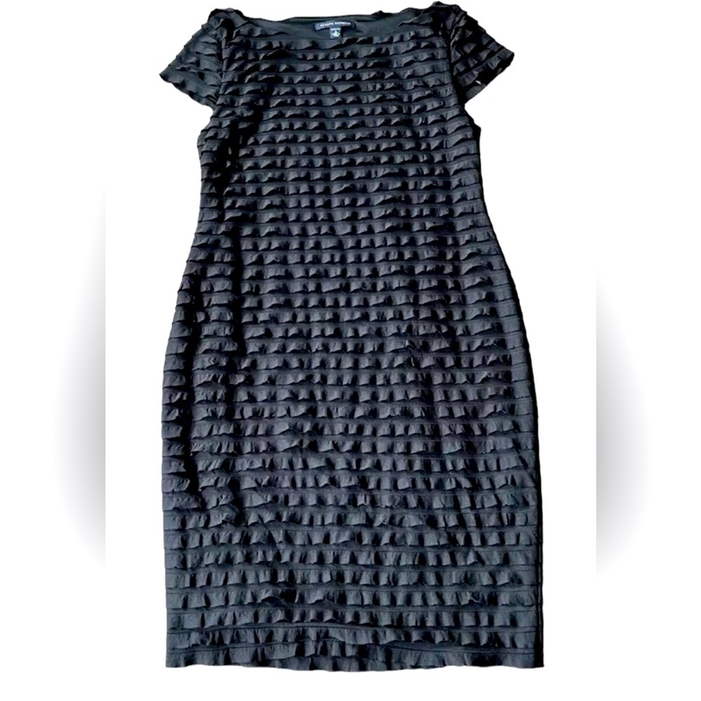 Banana Republic Black Stretch Short Sleeve Ruffle Sheath Dress Size Small